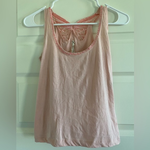 RARE Y2K Free People Sequin Pink Butterfly Tank - Picture 5 of 7